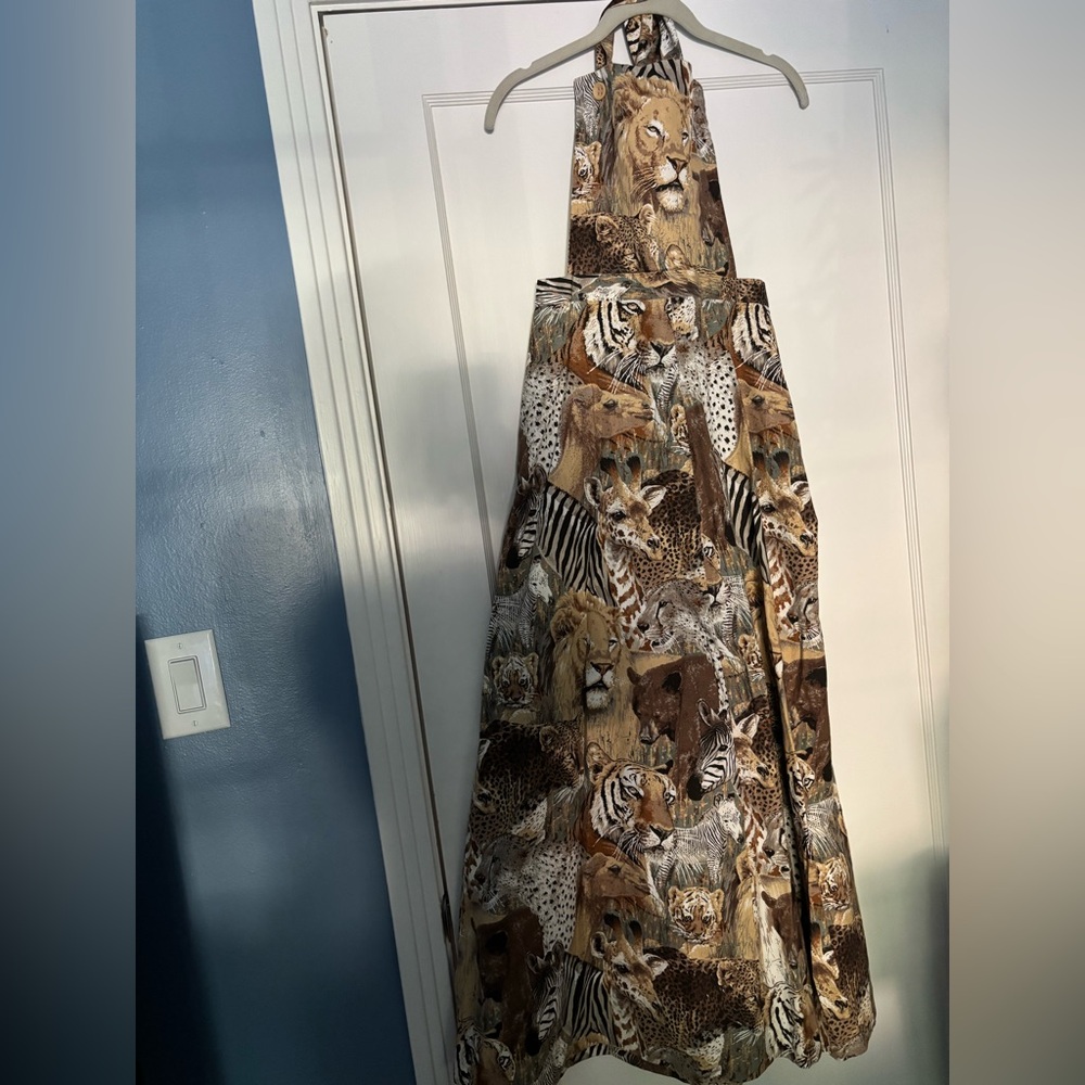Custom vintage Animal Print Maxi Dress with adjustable straps size S